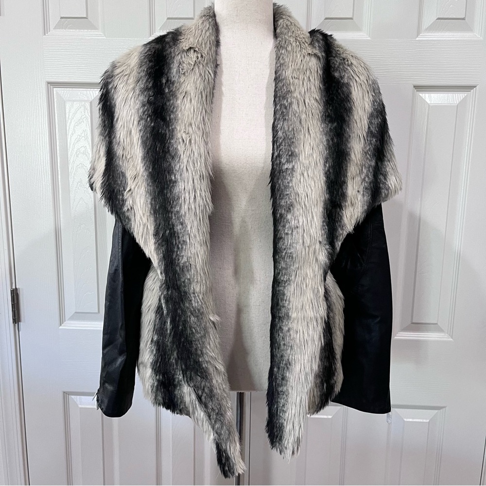Stella & Jamie NWT Chamonix Genuine Leather & Faux Fur Jacket Size L